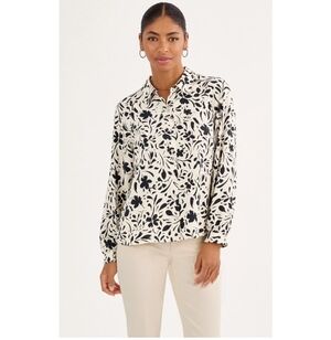 Cabi 1204 Quintessential Blouse Floating Flowers Black White Small S New Nwt